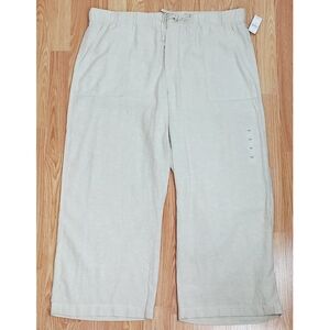 NWT Gap xxl linen blend wide leg high elastic waist pants khaki beach coastal